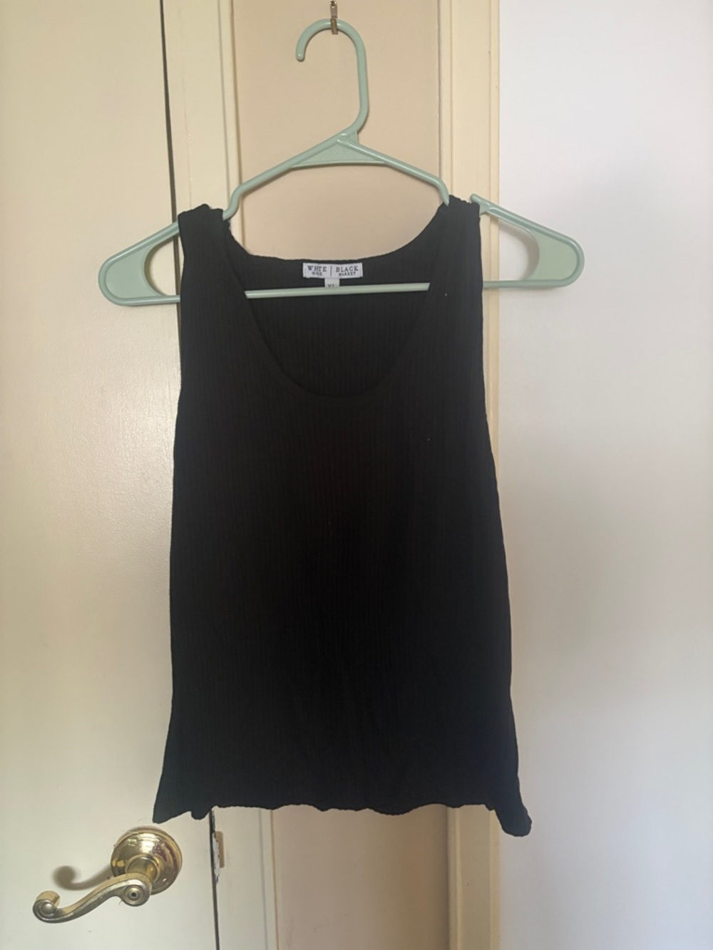 White House Black Market Black Ribbed Scoop Tank